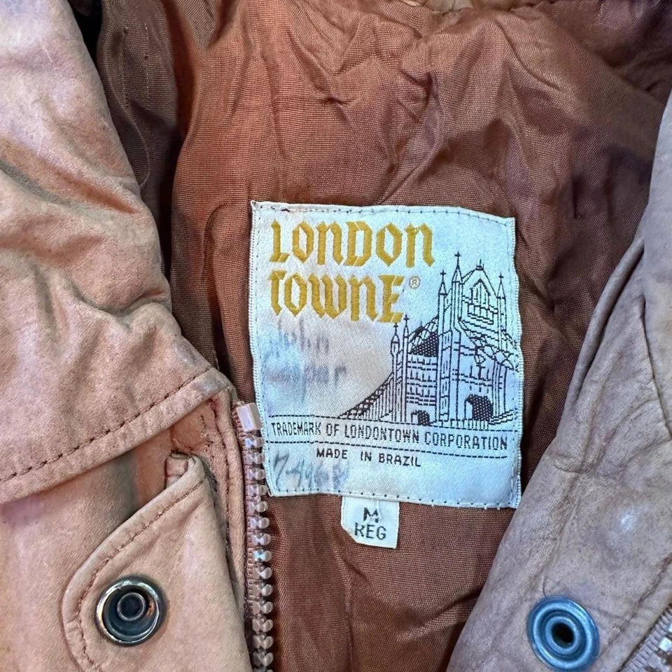 Chaqueta bomber vintage años 90 Londres niebla gamuza cremallera cuero genuino años 90 Foto 4 de 4