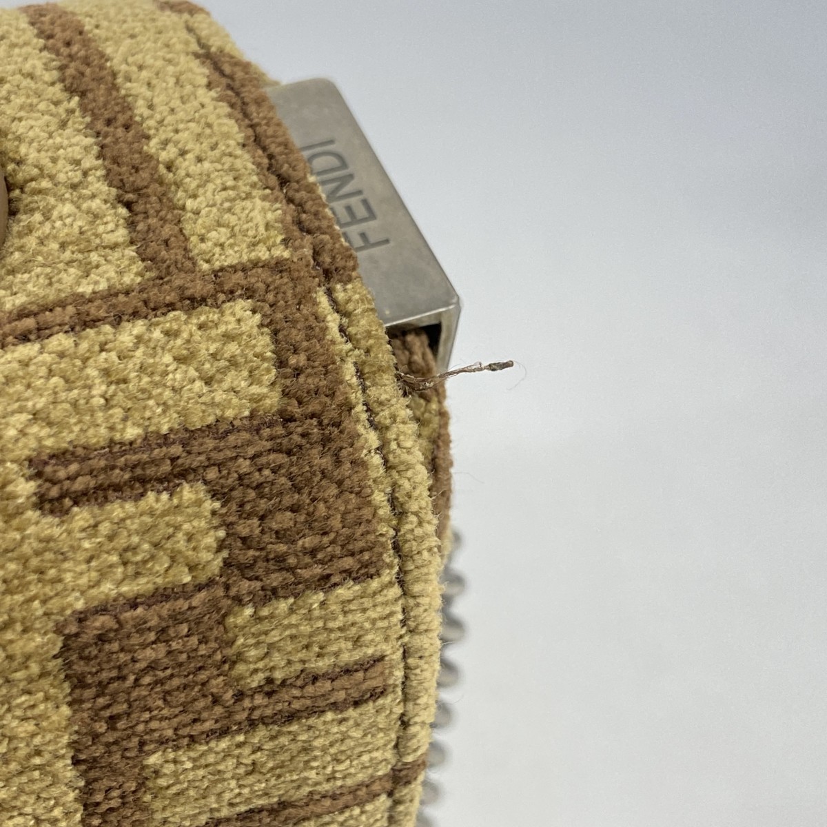 Auth [6ba1578] FENDI Shoulder Bag Zucca Chenille Brown Silver metal fitting ... thumbnail 7