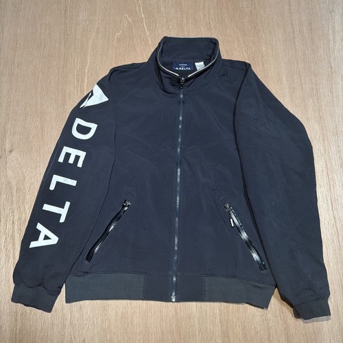 Delta Airlines Black Zip-Up Jacket XL Airline Apparel Made in Vietnam