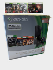 Xbox 360 Slim Konsole Schwarz Spielekonsole Konsole OVP 2 Controller, 5 Spiele