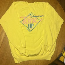 VTG XL 80s Crewneck Pullover Sweatshirt Tone Up Sweater 80s Colors Soft NOS New