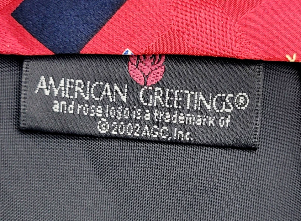 Винтажный American Greetings мужской красный шеи галстук снеговик снежинки 100% шелк - Изображение 4 из 4