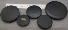 5 Vintage / Antique Leather Large Format Camera Lens Caps – Meyer – Carl Zeiss