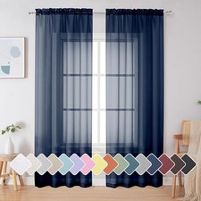 Blue Sheer Curtains 84 Inches Long, Light 42"W x 84"L Pack of 2 Navy Blue