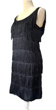 FORUM NOVELTIES Women's Black Flapper Costume 1920s Style Fringe Sequins XS/S