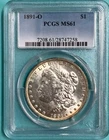 1891-O Morgan Silver Dollar ~ New Orleans Mint ~ Coin Graded by PCGS as MS61