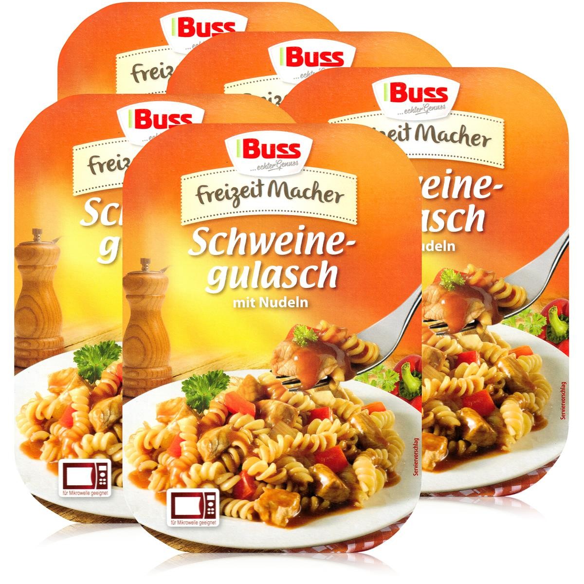 Buss Freizeitmacher Schweinegulasch mit Nudeln 300g - Fertiggericht (5er Pack)