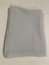 Vintage Ralph Lauren Baby Blue Combed Cotton Woven Blanket Throw Twin 64x86