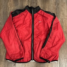 Vtg Nike Mesh Lined Windbreaker Y2K Embroidered Spellout Logo Boys M 8-10 