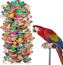 Large Bird Toys for Macaws, Multicolored Wooden Blocks Bird Chewing Toy Parrot C