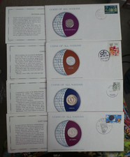 Coins of all Nations, UNC Coin/CoA x 4. Neth. Antilles/Costa Rica/Yugoslavia/EG.