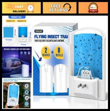 2-Pack Indoor Insect Trap with 8 Refills - Plug-in Bug Zapper for Gnats & Flies,