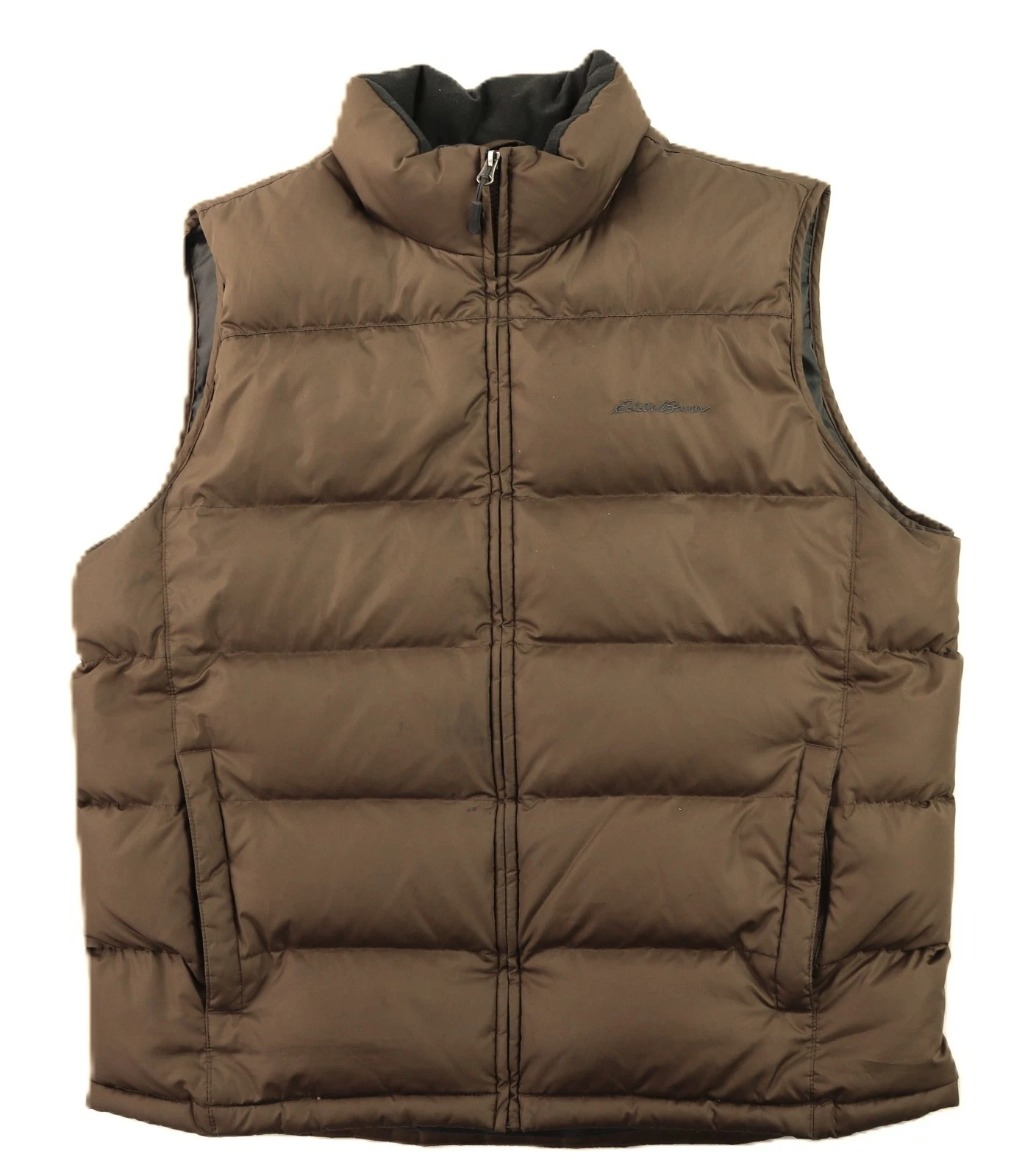EDDIE BAUER Men’s Large Brown 650 Down Puffer Insulated Vest Top