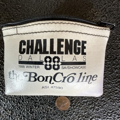 BonCro line White Black Coin Purse Challenge Dallas 1988 Zippered Advertising