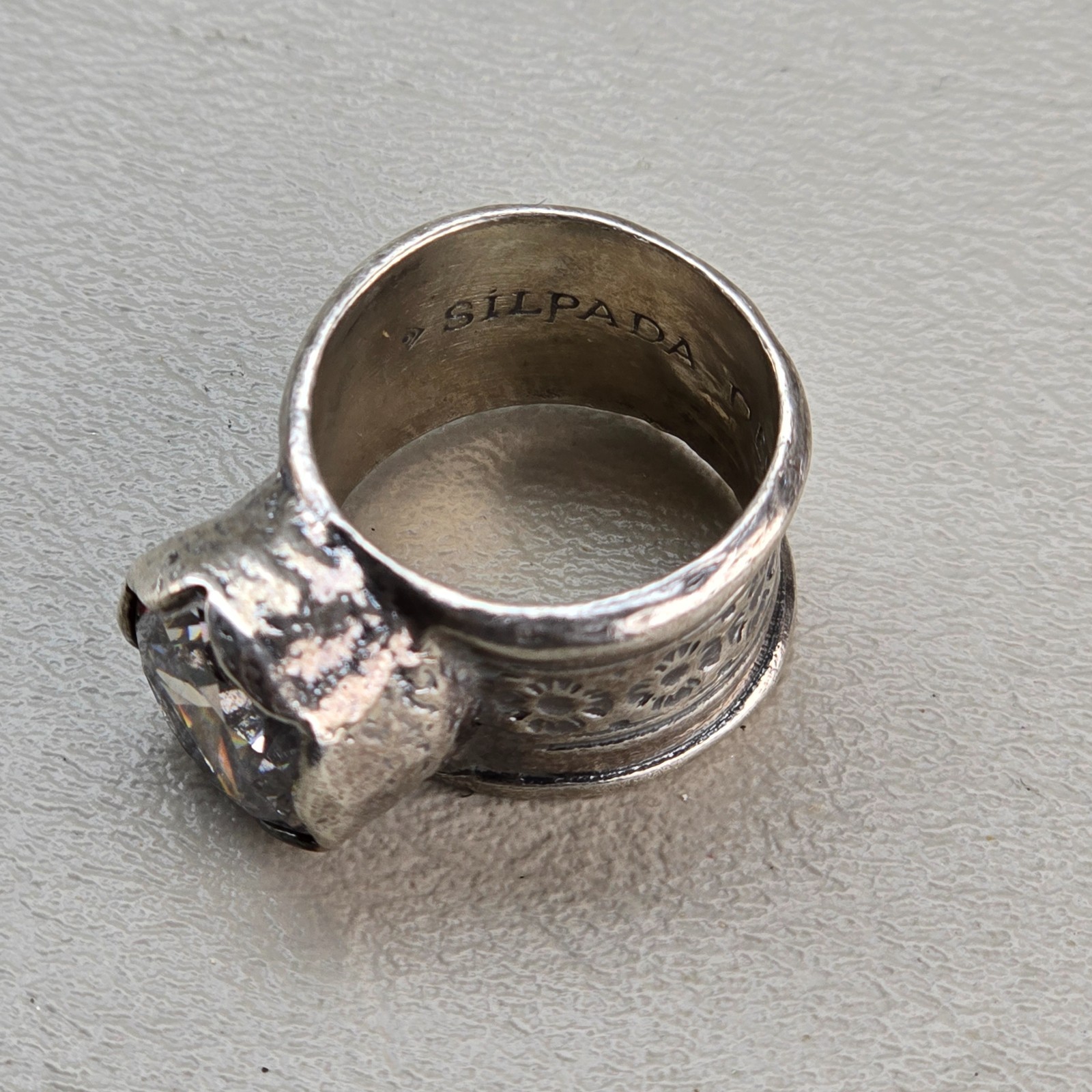 Silpada Chunky Statement Ring Large CZ Sterling S… - image 3