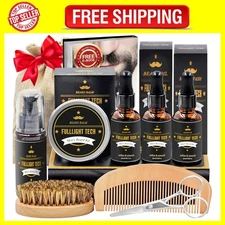 Beard Kit for Men Grooming & Care W/3 Pack Beard OilWashBalmCombBrushScissorF...