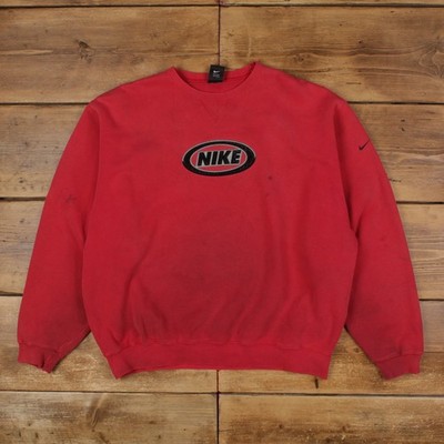 Vintage Nike Spell Out Sweatshirt L Rundhals Herren Rot