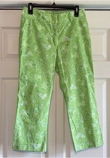 Lilly Pulitzer Women  s Green Jungle Animal Print Capri Pants Tropical Size 6
