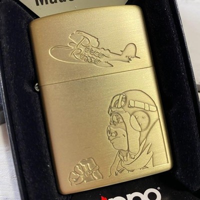 ZIPPO Porco Rosso Porco 2 Brass Etched Studio Ghibli Oil Lighter New