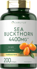 Sea Buckthorn Oil Capsules  200 Softgels  Non-Gmo, Gluten Free  Sea Buckthorn