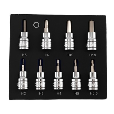 3/8'' Allen Key Socket Set 9 Piece Hex Bit 2-10mm Chrome Vanadium Steel