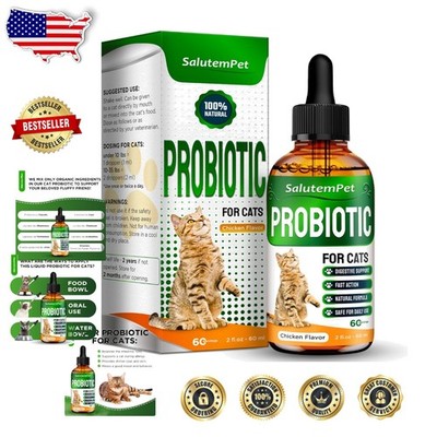 Advanced Cat Probiotic Drops   Digestive Support for Cats with Diarrhea,...