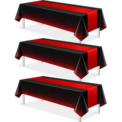 MASHAN 3Pcs Black and Red Tablecloth Party 3 Pack,