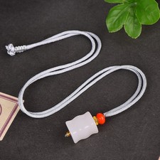 18*15MM Natural White Jade Bamboo Joint Jade Pendant Necklace Gift