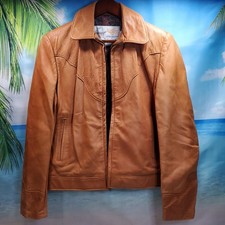 VTG Kenny Rogers Leather Jacket Western Lambskin Women Size 12 USA made Schott