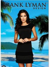 Frank Lyman Design Knee Length Black Shift Dress 31029 Size 4