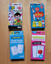Flash Cards Multiplication, Subtraction, Phonics  Colors  Shapes Lot of 4 New