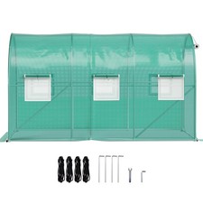Walk-in Greenhouse 12'x7'x7' Tunnel Planter House Garden Galvanized Frame