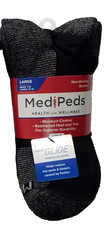 Genuine Medipeds Diabetic Ankle Socks Fits Men Shoe 7-12 Black 4 - Pack x3
