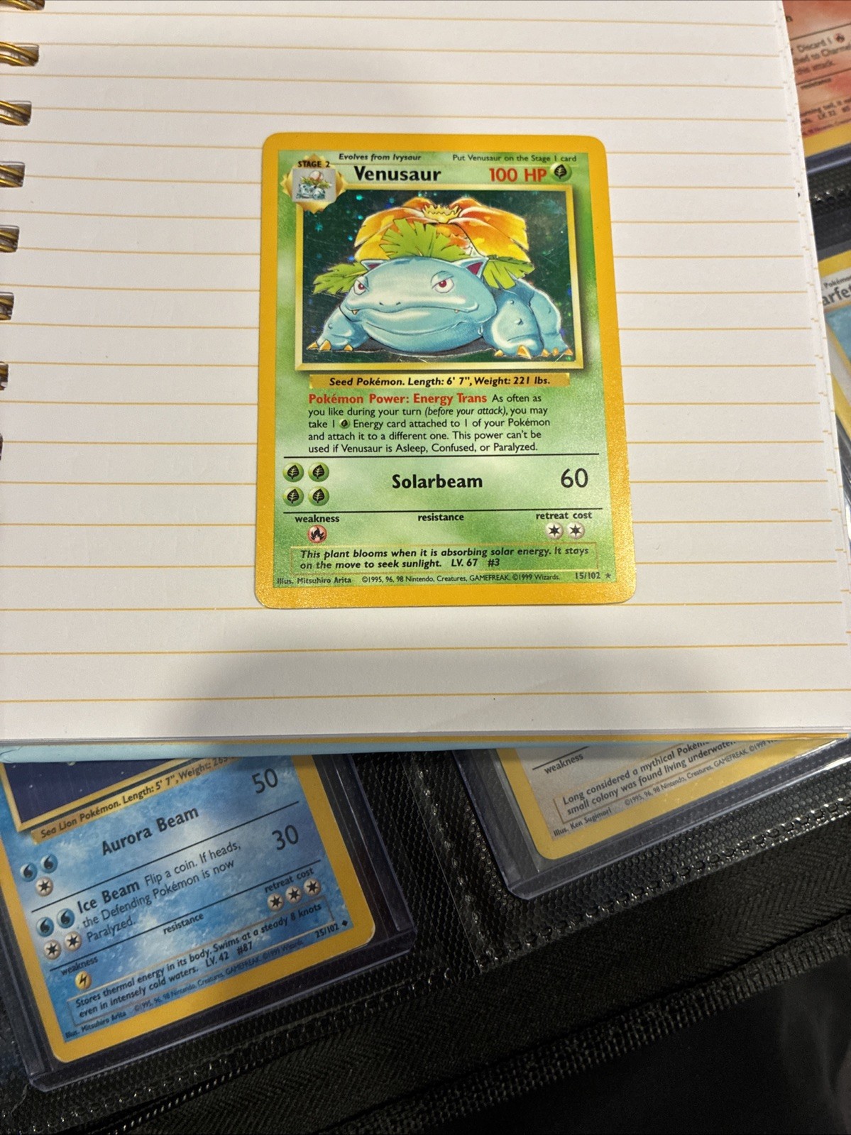Venusaur 15/102 Pokemon TCG Base Set Holo Foil Rare Card Lightly Played LP