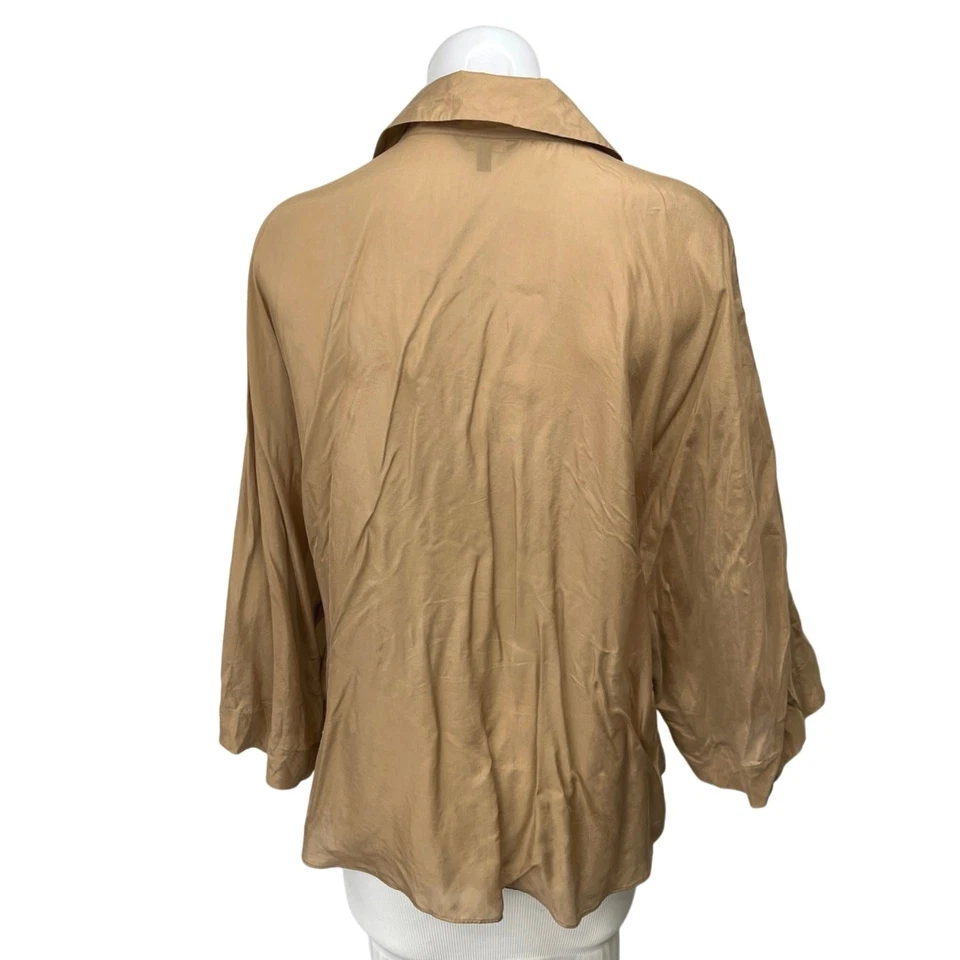 Camisa Blusa Top Massimo Dutti Marrón 100% Seda Satén Con Botones Manga Larga M Foto 2 de 4