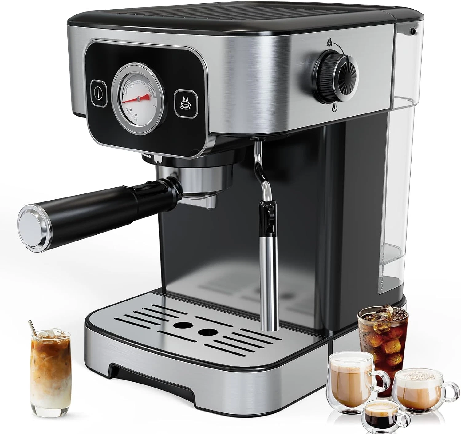 Compact 20 Bar Espresso Machine with Steam Frother - Perfect for Home Use!