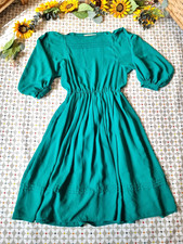 Vintage Gold Label by Tricoville Green Wide Sleeve Dress Size 14 FAB RETRO