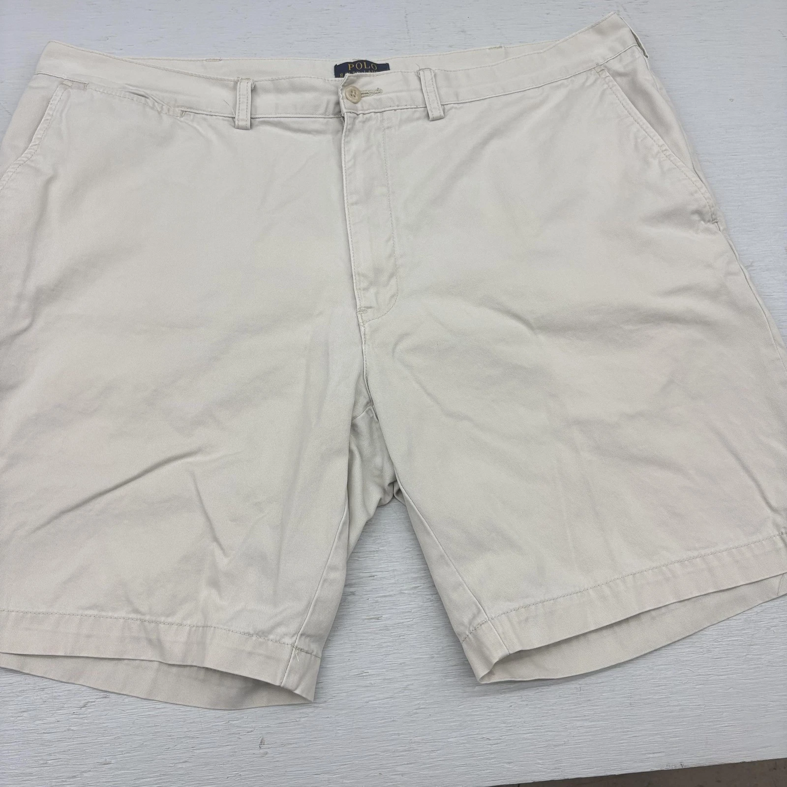 Polo Ralph Lauren Shorts Mens 42 x 9 Beige Chino Cotton Logo Casual Summer