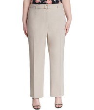 Calvin Klein Womens Belted Casual Trouser Pants, Beige, Plus Size, 14W