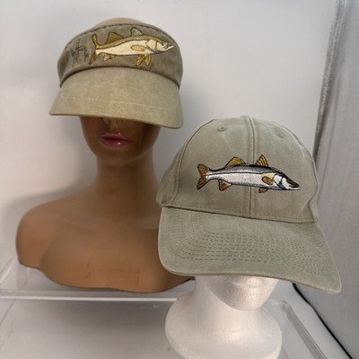 2 Embroidered Snook Hats - 1 Guy Harvey Visor & One Baseball Cap Adjustable
