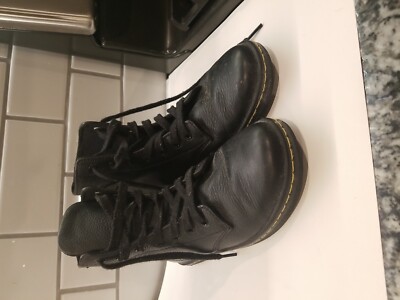 Doc Martens Leyton Ankle Boots Size Black Leather Combat