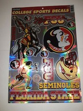 Florida State Seminoles Metallic Team Sticker Sheet 17 " x 12 "  set of 2 