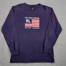 Polo Jeans Company Ralph Lauren Flag Graphic Long Sleeve T Shirt Boys Size Large