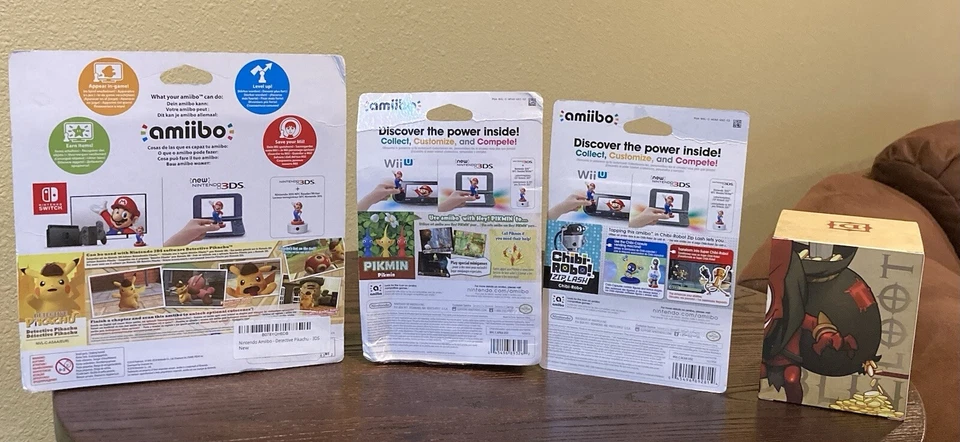 RARO Amiibo Detective Pikachu, Pikmin, Chibi-Robo, Diablo, Conjunto de 4, NOVO - Imagem 2 de 4