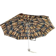 RARE Vintage 1990  s Nicole Miller Umbrella  Cigars  Print case silver handle 30"