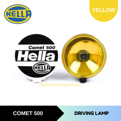 2x Hella Comet 500 Driving Lamp Yellow Spot Light With Cover Universal Fit Truck