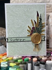 Stampin Up Card Kit Grateful Wheat Real Wax Seal Foliage Soft Sea Foam