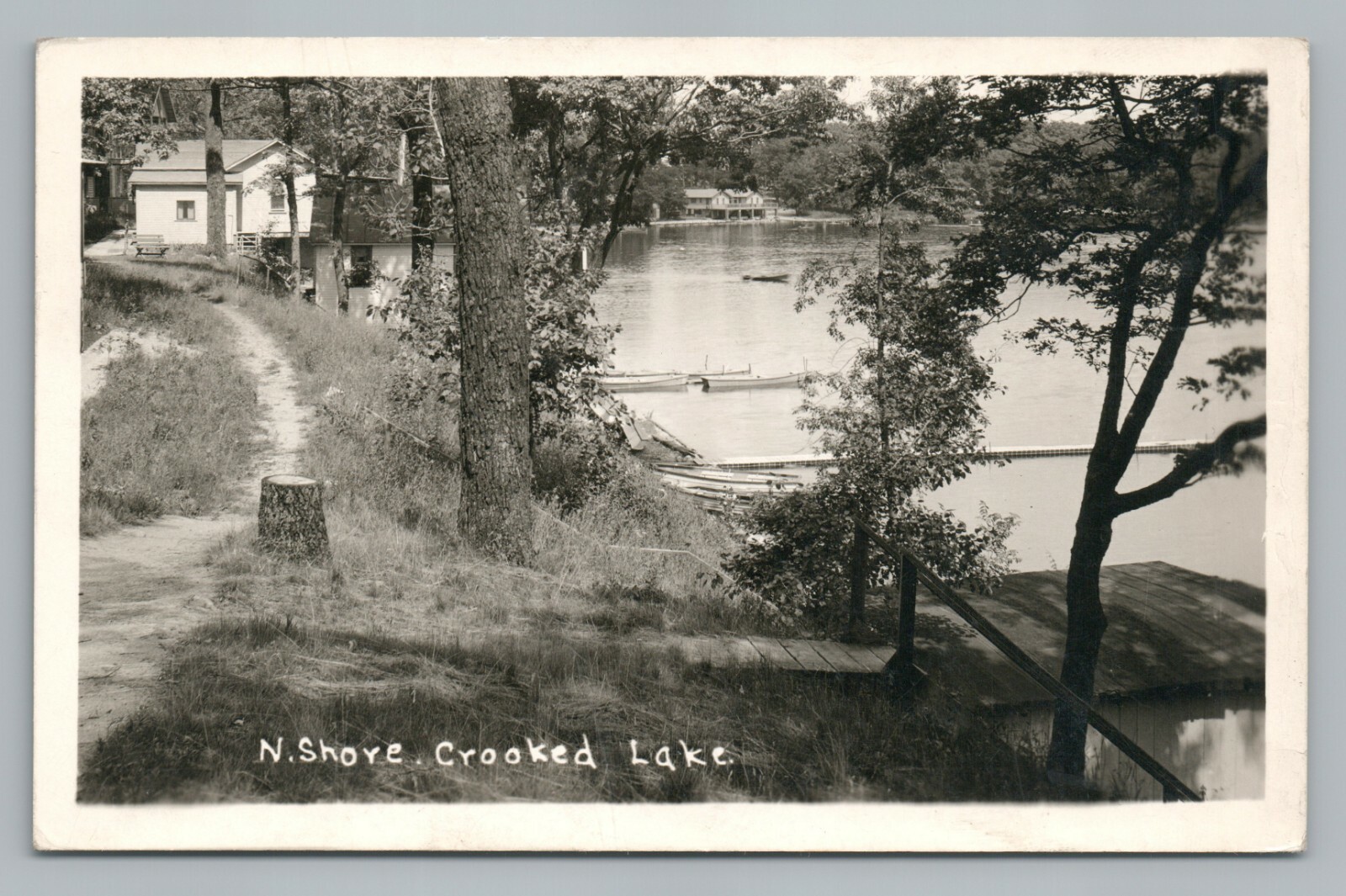 North Shore CROOKED LAKE Indiana RPPC Rare Vintage Photo—Angola IN 1936