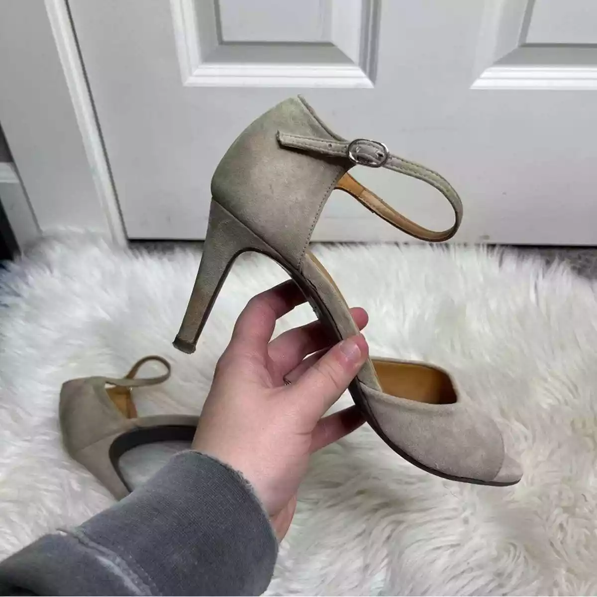 Billi Copenhagen Tan Suede Ankle Strap Toe Heels Size 38 | eBay