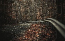 Landscape road trees fall depth of field fence Custom Gaming Mat Desk